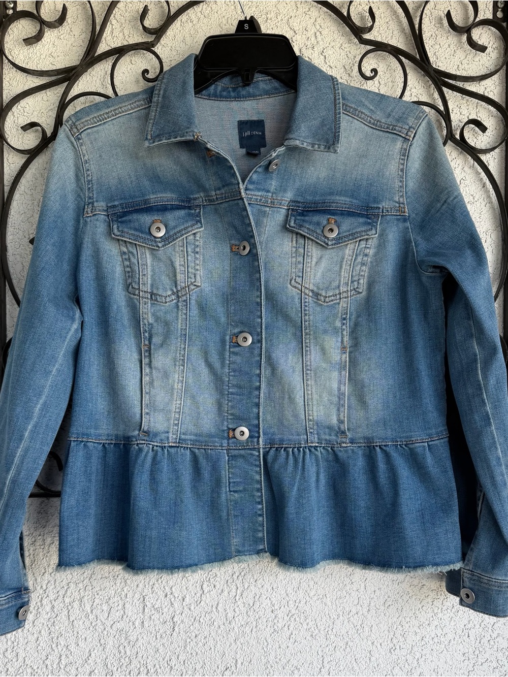 J. Jill Light Blue Denim Peplum Jean Jacket